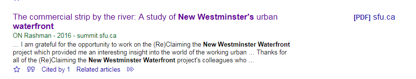 Google scholar search result for item in Summit